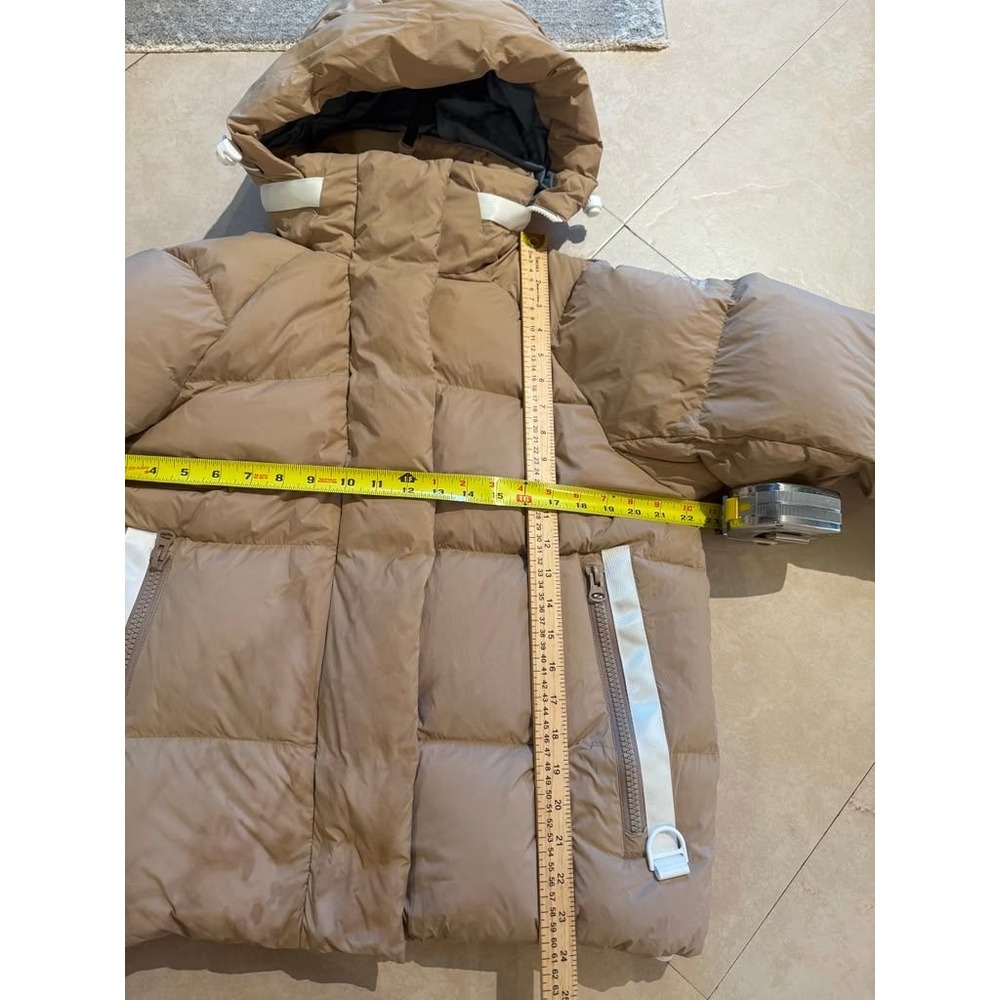 iDomosee Tan Hooded Puffer Jacket White Duck Down Fill Winter Coat Small - Picture 8 of 8